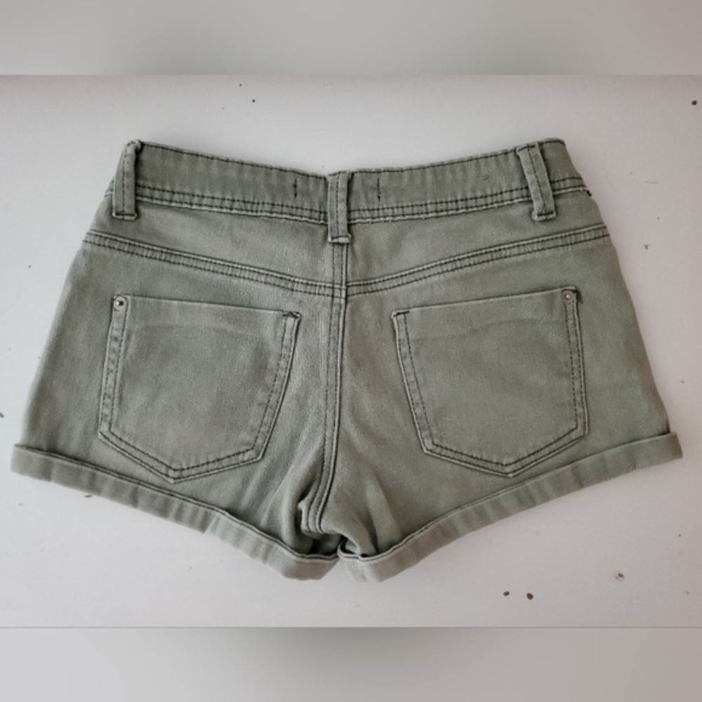 Cotton On Denim Shorts Khaki Green Army Low Rise‎ Cotton Cut Offs Boho XS 2